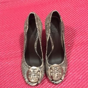 EUC Tory Burch snakeskin wedges - Size 8 1/2